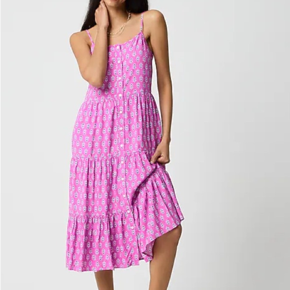 J.Crew Pink Floral Button-Front Midi Dress – Size 8 – NWT